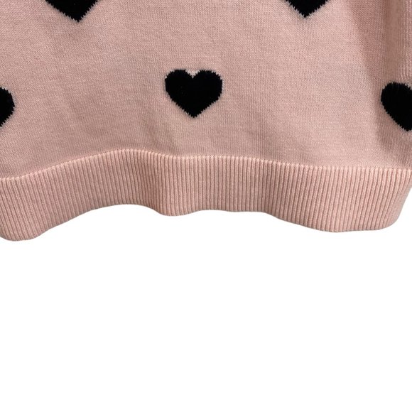 Women's Adrianna Papell Pinkish Peach Sweater with Black Hearts - Picture 12 of 16